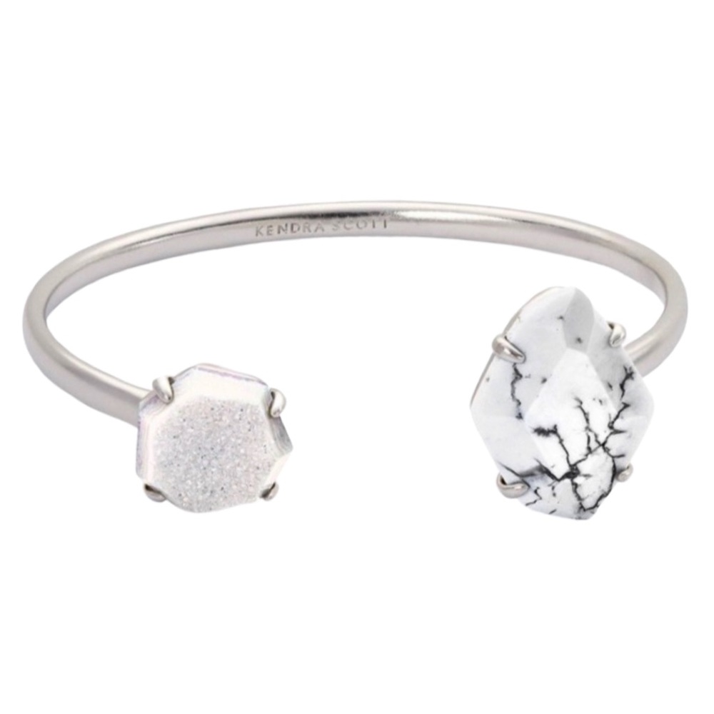 KENDRA SCOTT • Silver Cynthia White Mix Stone Cuff Bracelet
